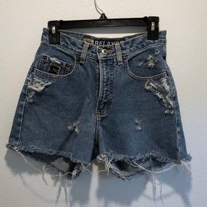 Cutoff high waisted denim shorts
